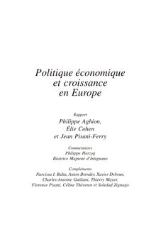 Politique économique et croissance en Europe