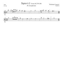 Partition ténor viole de gambe, octave aigu clef, Smphoniae pour 3 violes de gambe par Nicholas Lanier