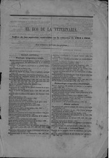 El Eco de la Veterinaria, índice (1854 - 1856)
