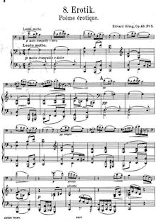 Partition , Erotik, lyrique pièces, Op.43, Grieg, Edvard