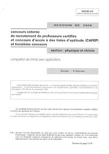 Composition de chimie avec applications 2006 CAPES de physique-chimie CAPES (Externe)