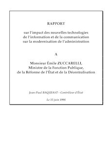 Propositions sur les apports d Internet à la modernisation du fonctionnement de l Etat : rapport d orientation