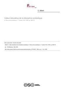 Valeur éducative de la discipline scolastique - article ; n°44 ; vol.11, pg 389-415