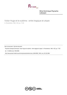 Victor Hugo et le sublime : entre tragique et utopie - article ; n°82 ; vol.23, pg 17-29