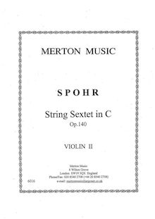 Partition violon 2, corde Sextet, Op.140, C major, Spohr, Louis