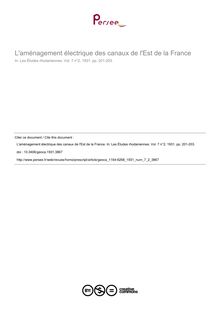 L aménagement électrique des canaux de l Est de la France - article ; n°2 ; vol.7, pg 201-203