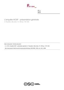 L enquête ACSF : présentation générale - article ; n°5 ; vol.48, pg 1197-1204
