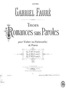 Partition de piano, Romance Sans Paroles Op.17, Songs without Words