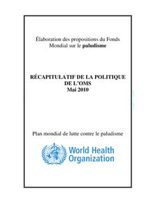 Élaboration des propositions du Fonds Mondial sur le paludisme ...