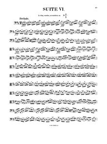 Partition complète, violoncelle  No.6, D major, Bach, Johann Sebastian