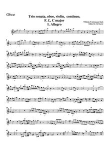Partition hautbois, Sonata en C major pour hautbois, violon et Continuo