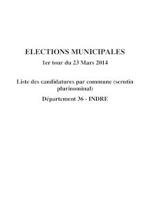 Municipales 2014 dans l Indre : les listes des communes de moins de 1.000 habitants