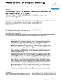 Odontogenic tumors in Nigerian children and adolescents- a retrospective study of 92 cases