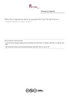Rôle des migrations dans le peuplement de l Ile-de-France - article ; n°6 ; vol.48, pg 1813-1854