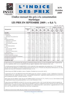 Lindice mensuel des prix en Martinique en septembre 2009 : +0,6%