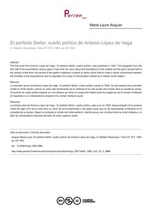 El perfecto Señor, sueño político de Antonio López de Vega - article ; n°2 ; vol.97, pg 631-642