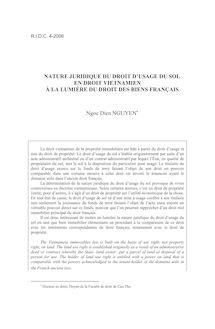Nature juridique du droit d’usage du sol en droit vietnamien à la lumière du droit des biens français - article ; n°4 ; vol.58, pg 1203-1229