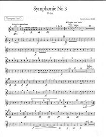 Partition trompette 1 (D), Symphony No.3, D Major, Schubert, Franz