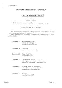 Français 2001 BTS Mécanique et automatismes industriels
