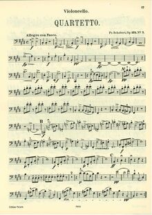 Partition violoncelle, corde quatuor No. 11 en E Major, D.353 (Op.125 No.2) par Franz Schubert