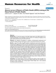 Alumni survey of Masters of Public Health (MPH) training at the Hanoi School of Public Health