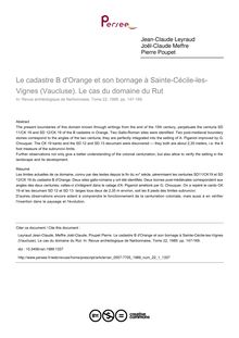 Le cadastre B d Orange et son bornage à Sainte-Cécile-les-Vignes (Vaucluse). Le cas du domaine du Rut - article ; n°1 ; vol.22, pg 147-169