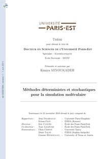 Méthodes déterministes et stochastiques pour la simulation moléculaire, Deterministic and stochastic methods for molecular simulation