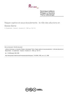Nappe captive et sous-écoulements : le rôle des alluvions en Basse-Seine  - article ; n°2 ; vol.4, pg 103-110