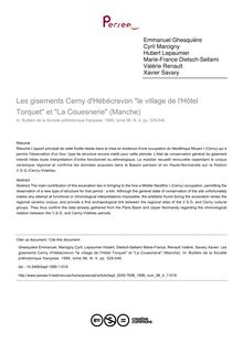 Les gisements Cerny d Hébécrevon le village de l Hôtel Torquet et La Couesnerie (Manche) - article ; n°4 ; vol.96, pg 529-546