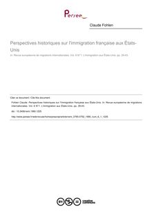 Perspectives historiques sur l immigration française aux États-Unis - article ; n°1 ; vol.6, pg 29-43