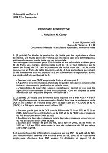 Economie descriptive 2006 Sciences Economiques et de Gestion Université Paris 1