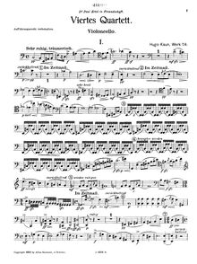 Partition violoncelle, corde quatuor No.4, A Minor, Kaun, Hugo