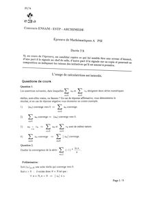 Mathématiques A 2008 Classe Prepa PSI Concours E3A