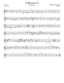 Partition ténor viole de gambe 2, octave aigu clef, Pavan pour 5 violes de gambe par Richard Carlton