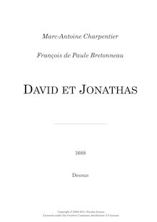 Partition Dessus: violon, flûte, hautbois (G2-clef), David et Jonathas