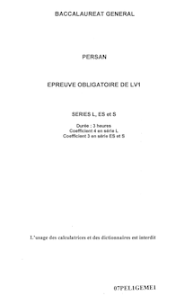 Persan LV1 2007 Sciences Economiques et Sociales Baccalauréat général