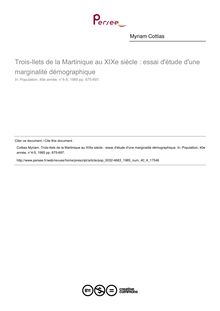 Trois-Ilets de la Martinique au XIXe siècle : essai d étude d une marginalité démographique - article ; n°4 ; vol.40, pg 675-697