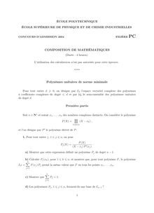 Première composition de Mathématiques 2004 Classe Prepa PC Ecole Supérieure de Physique et de Chimie Industrielles