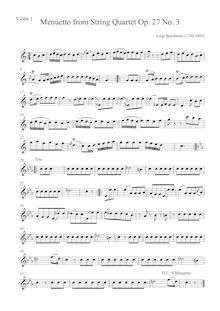 Partition parties complètes (seulement Minuetto), 6 corde quatuors, G.189-194 (Op.24)
