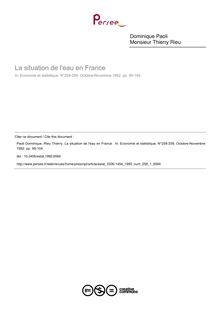 La situation de l eau en France  - article ; n°1 ; vol.258, pg 95-104