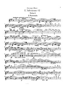 Partition violons I, II, L Arlésienne  No.2, Bizet, Georges