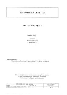 Btsoptilu 2005 mathematiques
