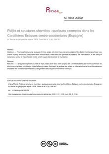 Poljés et structures charriées : quelques exemples dans les Cordillières Bétiques centro-occidentales (Espagne) - article ; n°3 ; vol.66, pg 299-307