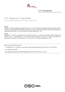 C. F. Gauss et J. A. da Cunha. - article ; n°4 ; vol.31, pg 327-332