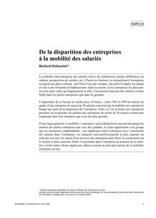 De la disparition des entreprises à la mobilité des salariés - article ; n°1 ; vol.400, pg 3-15