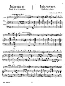 Partition No.10, Intermezzo, partition de piano, 24 Caprices pour violon et Piano