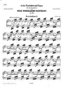 Partition complète, 6 préludes et Fugues, Op.35, Mendelssohn, Felix par Felix Mendelssohn