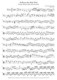 Partition Piece en D minor, WKO 208 (clef en basse et en alto), 27 pièces pour viole de basse