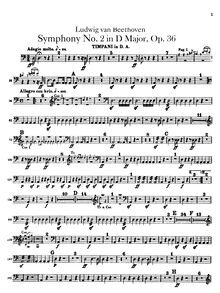 Partition timbales, Symphony No.2, D major, Beethoven, Ludwig van
