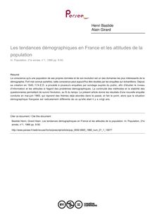 Les tendances démographiques en France et les attitudes de la population - article ; n°1 ; vol.21, pg 9-50